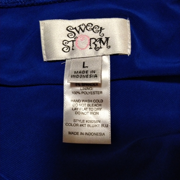Royal Blue Sheer Overlay Dress - Picture 6 of 6